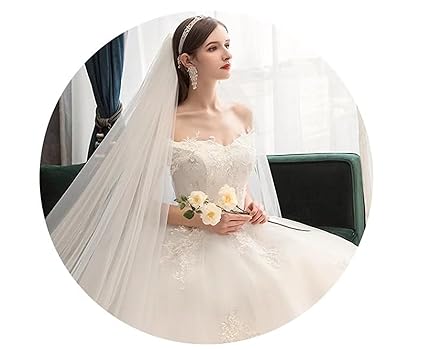 C212 オフショルダー Aライン フラワー刺繍  編み上げ  結婚式ドレス オフショルダー ウェディングドレス/ウエディングドレス